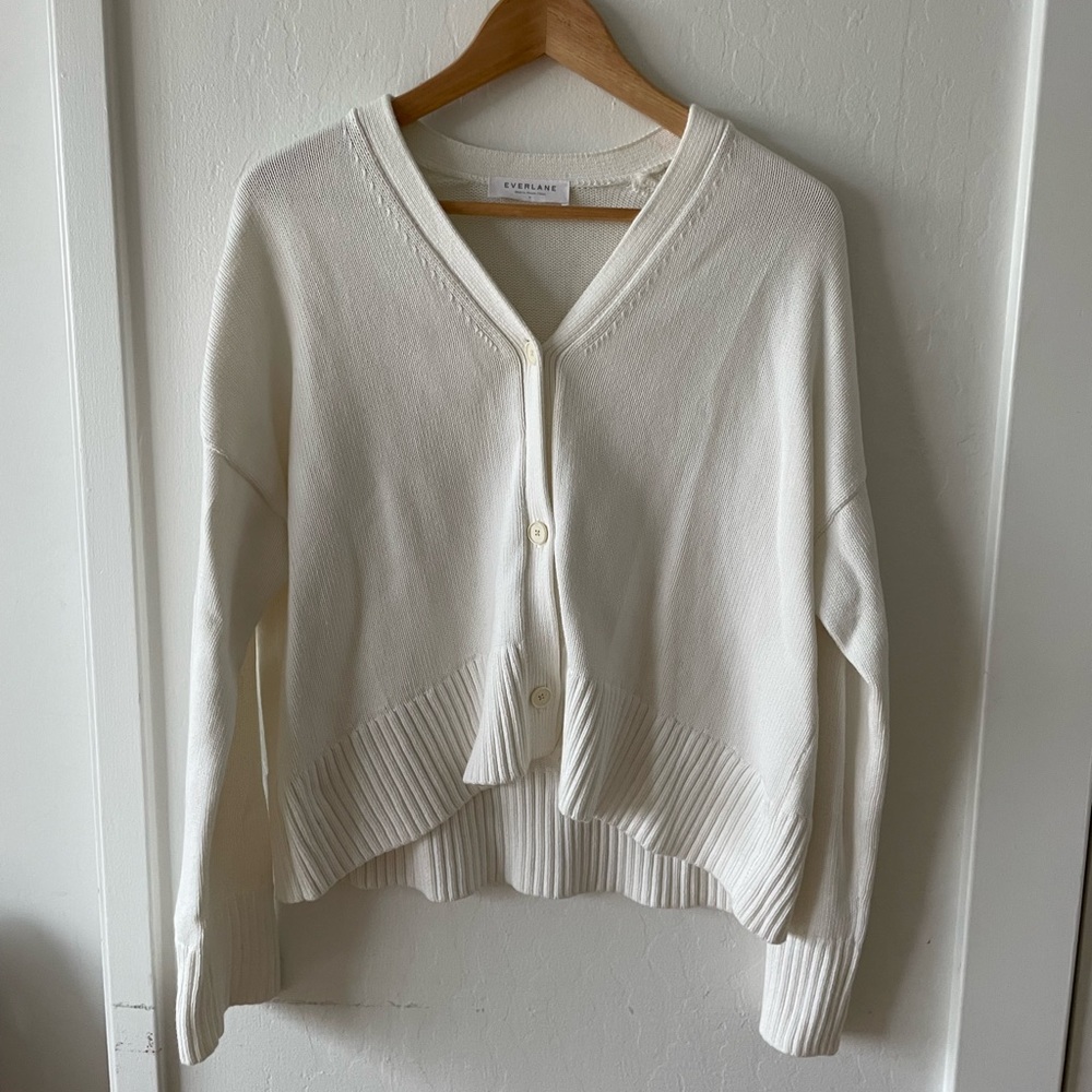 Cream cotton knit cardigan